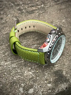 £24.99 • Buy Genuine Green Leather Watch Strap 22/20mm 24/22mm Lug Watches