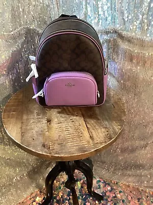 Coach Court Backpack Purple/Brown Monogram Print & Wallet AUTHENTIC NWT • $769.35