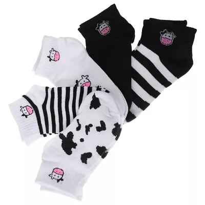  10 Pairs Black And White Cow Socks Mens Short Spring Gifts For Girl • £11.28