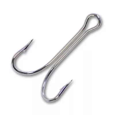 50 Mustad Double Loose Fish Hooks / 7826 / 7825 Size 4 Nickel Finish • $15.37