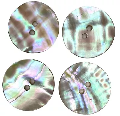 Lot Of 4 Round Abalone Shell Sewing Two Holes Buttons Iridescent 1.1 Inches • $7.50
