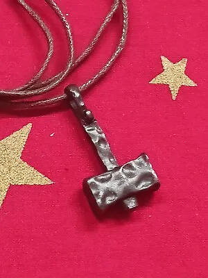 Thors Hammer Necklace Pendant Nordic Asatru Corded Norse Heathen Mjolnir Cord • $10.89