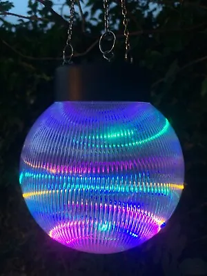 Solar Hanging Ball LED Colour Changing Outdoor Garden Globe Light • £13.99