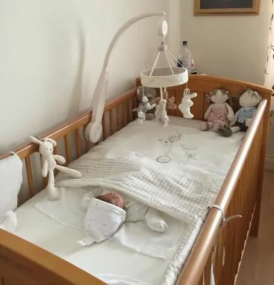 £120 • Buy Mamas & Papas Cotbed ,Cot Top Changer And Mattress ,Natural Oak