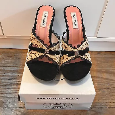 Steve Madden Leopard Platform High Heels W Velvet 50s Rockabilly Style • $34