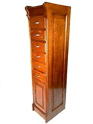 Antique 1920s Wooden Solid Oak Office Filing Cabinet / Chest Of Drawers • £499