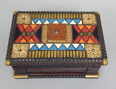 Vintage Stephan Kolesnikoff Carved Wood Painted Casket Jewelry Trinket Box • $59.99