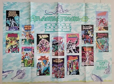 MARVEL COMICS ATLANTIS ATTACKS ANNUALS 1989 PROMO POSTER 34 X26  HTF UNUSED • $19.99