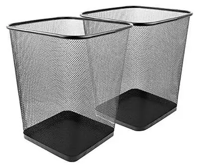 Greenco Mesh Wastebasket Trash Can Square 6 Gallon Black 2 Pack • $37.90