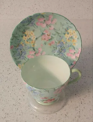 £49.44 • Buy Shelley Cup & Saucer Melody 13453 Mint Green Chintz