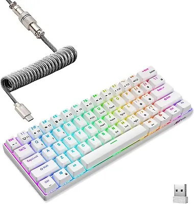 RK ROYAL KLUDGE RK61 60% Mechanical Keyboard With RK Cable 3 Mode White • $99