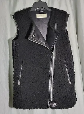 Zara Basic Outerwear Vest Women's Faux Shearling & Leather Accents Gilet Small • $16.14