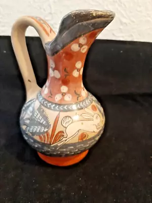 Vintage Tonala Burnished Rabbit Pitcher Signed Mateos • $18