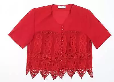Mac Collection Womens Red Polyester Basic Button-Up Size M Round Neck • £3.75