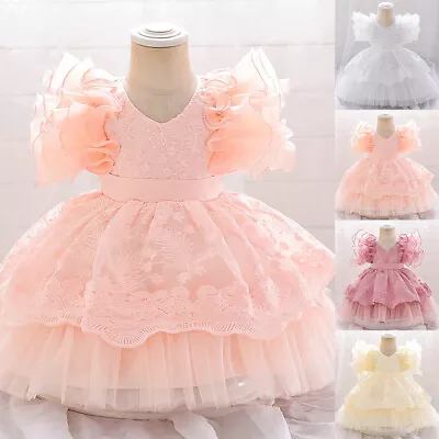 Newborn Baby Girls Sleeveless Tutu Tulle Dress Infant Party Princess Dresses UK • £4.39