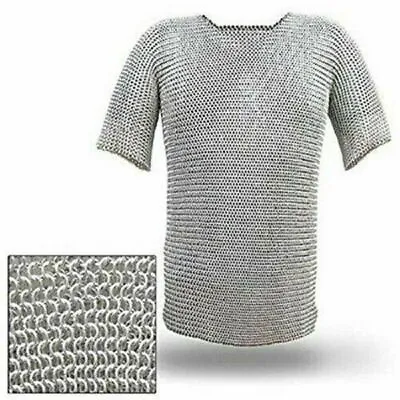 Medieval Chainmail Butted Aluminum Chain Mail Shirt Haubergeon Reenactment 55  • £53.55