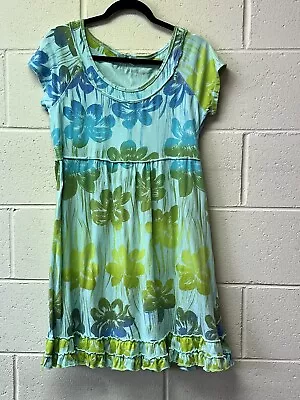 Fresh Produce Womens Cotton  S/S Floral Mardi Gras Dress Size Small  • $22