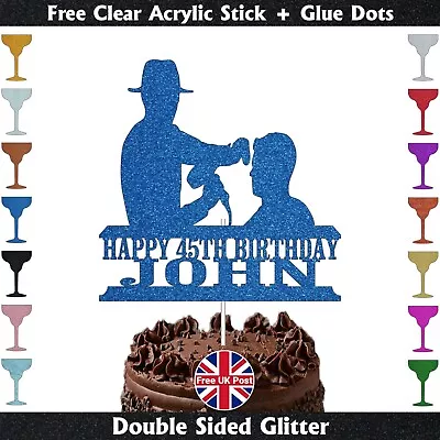 Personalised Glitter Mens Hair Stylist Barber Hairdresser Cake Topper Decoration • £2.89