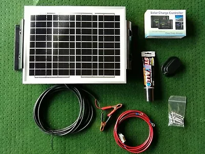 10W SOLAR PANEL KIT CARAVAN MOTORHOME CAMPER SHED RV 12v Cable Regulator Bracket • £59.99