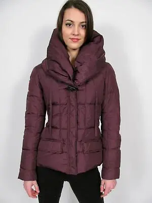 Add Goose Down Duvet Jacket Puffer Nylon Purple Hooded Ski Drawcord Snow Coat~6 • $229