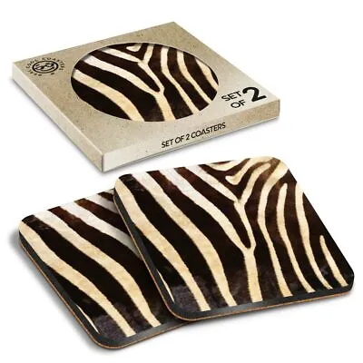 £4.99 • Buy 2 X Boxed Square Coasters - Wild Animal Zebra Print Fur Africa  #46432