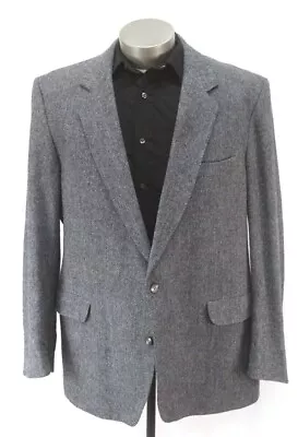 Vintage Blue Herringbone MAGEE Donegal Tweed Blazer Jacket Sport Suit Coat 46 L • $79.99