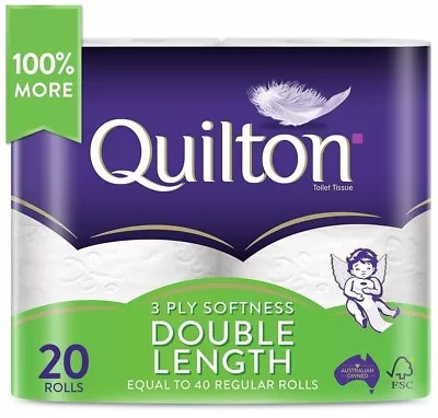 Quilton 3 Ply Double Length Toilet Tissue 360 Sheets Per Roll Pack Of 20 Rolls • $32.49