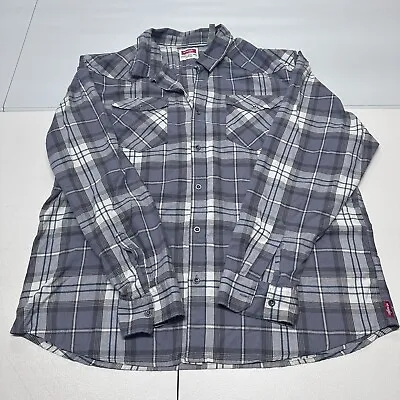 Wrangler Long Sleeve Button Down Shirt Men's XXL Grey Plaid • $12