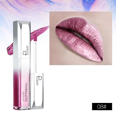 Pudaier Metalic Lip Gloss Shimmer Glittering Liquid Lipstick • £3.99