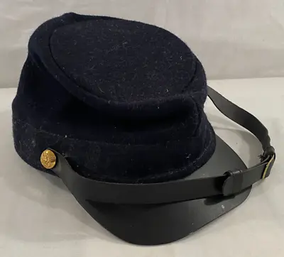 Vintage American Civil War Style Hat Blue Kipi Cap Lined Small Reenactment • $49.95