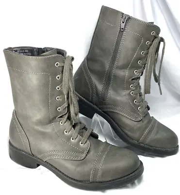 Arizona Jean Co Womens Combat Boots 9W Grey Julie Memory Foam Lace Up Zipper • $19.95