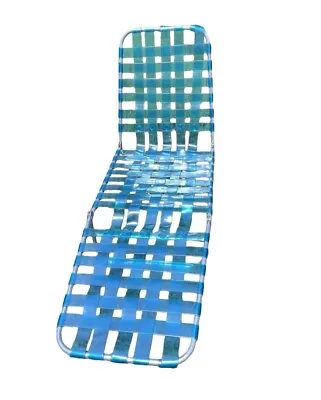Jelly Chaise Lounge Folding Lawn Pool Chair Transparent Vinyl Webbed ￼ Aluminum • $43.95