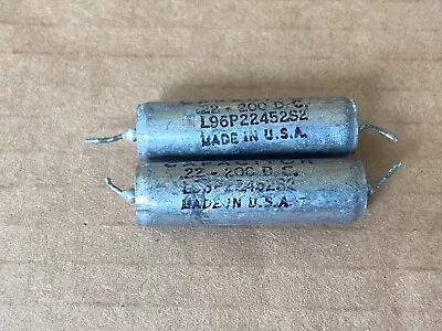 Pair Vintage .22 Uf 200v Sprague L96P Vitamin Q Tube Amp Tone Capacitors (Qty) • $12