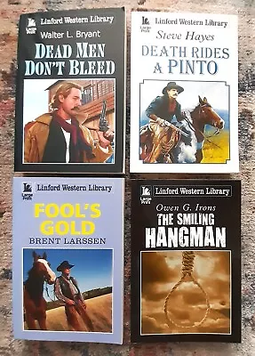 Linford Western Library -- 4 X Brand New Large Print Cowboy Wild West Books. • £26.95