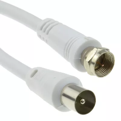 Coaxial F Type Connector Male Plug To RF Aerial Male Plug RG59 Cable  1.5m White • £2.94