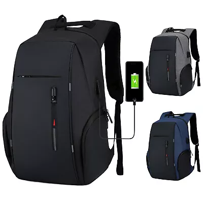 Waterproof Laptop Backpack 17  Travel Rucksack School Bag With USB Charging Port • $20.97