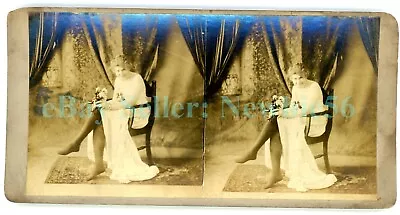 Risque - WOMAN IN NIGHTGOWN & STOCKINGS IN CHAIR - Vintage Stereoview Beauty • $19.99
