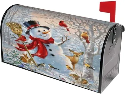 Winter Birds Snowman Christmas Snow Mailbox Covers Magnetic Mail Cover 21x18 • $17.99