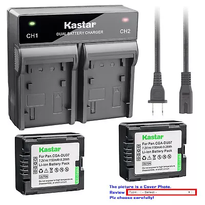 Kastar Battery Rapid Charger For Panasonic CGR-DU07 CGA-DU07 & PV-GS19 PV-GS29 • $14.99