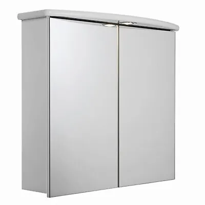 Double Door Bathroom Toiletries Mirror Cabinet Storage LED Light Shaver Socket • £59.99