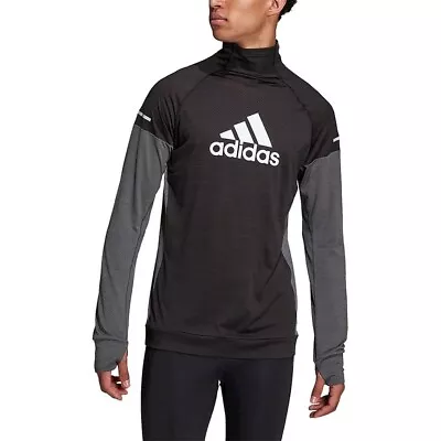 Adidas Running Top Men's Small Black Long Sleeve Aeroready Breathable Thumbholes • £18.99