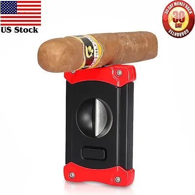 Galiner V Cut Cigar Cutter W/ Cigar Punch Stainless Steel Blade Red Gift Box • $28.78