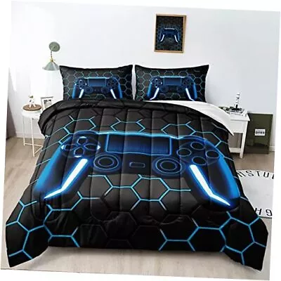 Gamer Comforter For Boys Teen Geometric Honeycomb Gaming Queen Sets30022 • $84.78