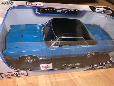 Pontiac Gto 1965 In Aqua Blue 1:18 Scale Maisto American V8 New Sealed In Box • £38.99