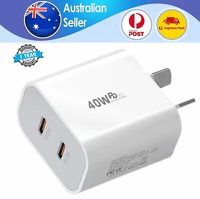 $18.40 • Buy 40W DUAL USB-C PD Fast Charging Wall USB C Charger Power Adapter Type-C Brick AU