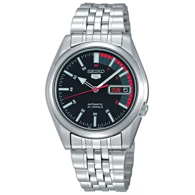 Seiko 5 Automatic Black Dial Stainless Steel Mens Watch SNK375K1 • £109.99