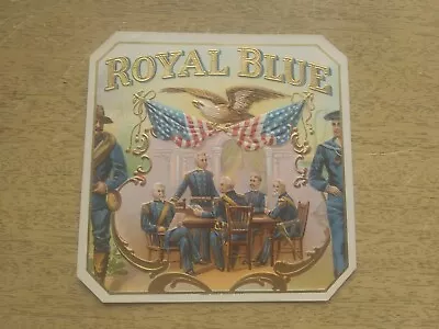 Royal Blue Cigar Box Label Union Civil War Soldiers • $14.99