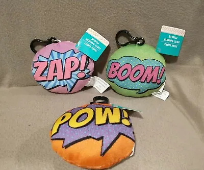 $14.54 • Buy Keychains Belt Loop Pow Boom Zap Pillow Superheros 4  Comics Lot Of 3