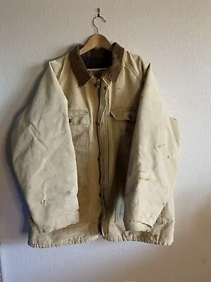 VTG Walls Blizzard Pruf Coat Jacket 2XL Reg Duck Canvas Corduroy Collar - USA • $14.99