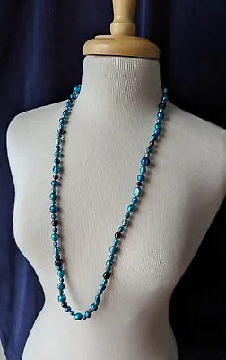 QVC Honora TEAL BLUE Baroque Pearl 36  Necklace Sterling Silver Clasp • £44.35